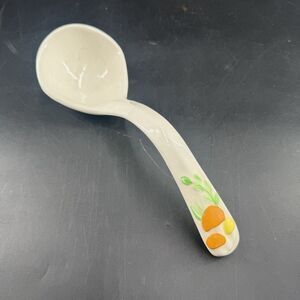 Vintage Arnel’s 70’s Mushroom Ceramic Soup Terrine Ladle Spoon Orange Green